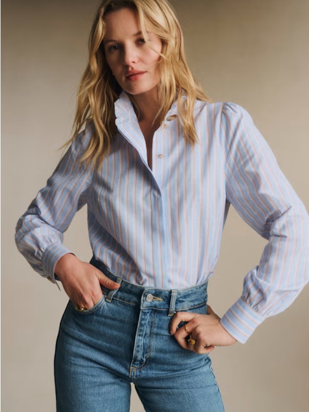 Sezane Ambre Shirt in Pastel Stripes - Picture 1 of 11